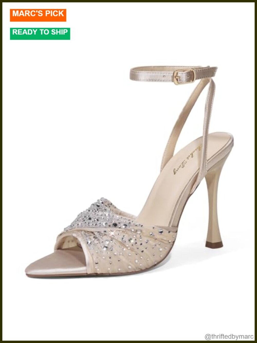 Women's Rhinestone Strappy High Heel Sandals Stiletto 4 Inch